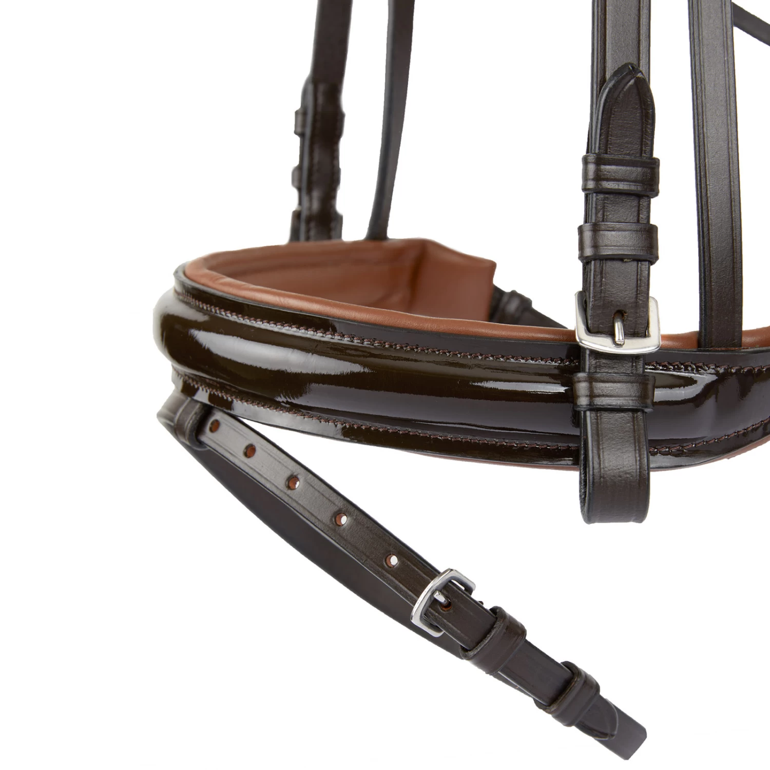 Horze Classic Dressage Ergonomic Bridle With Curved Browband - Brown/Brown - Image 3