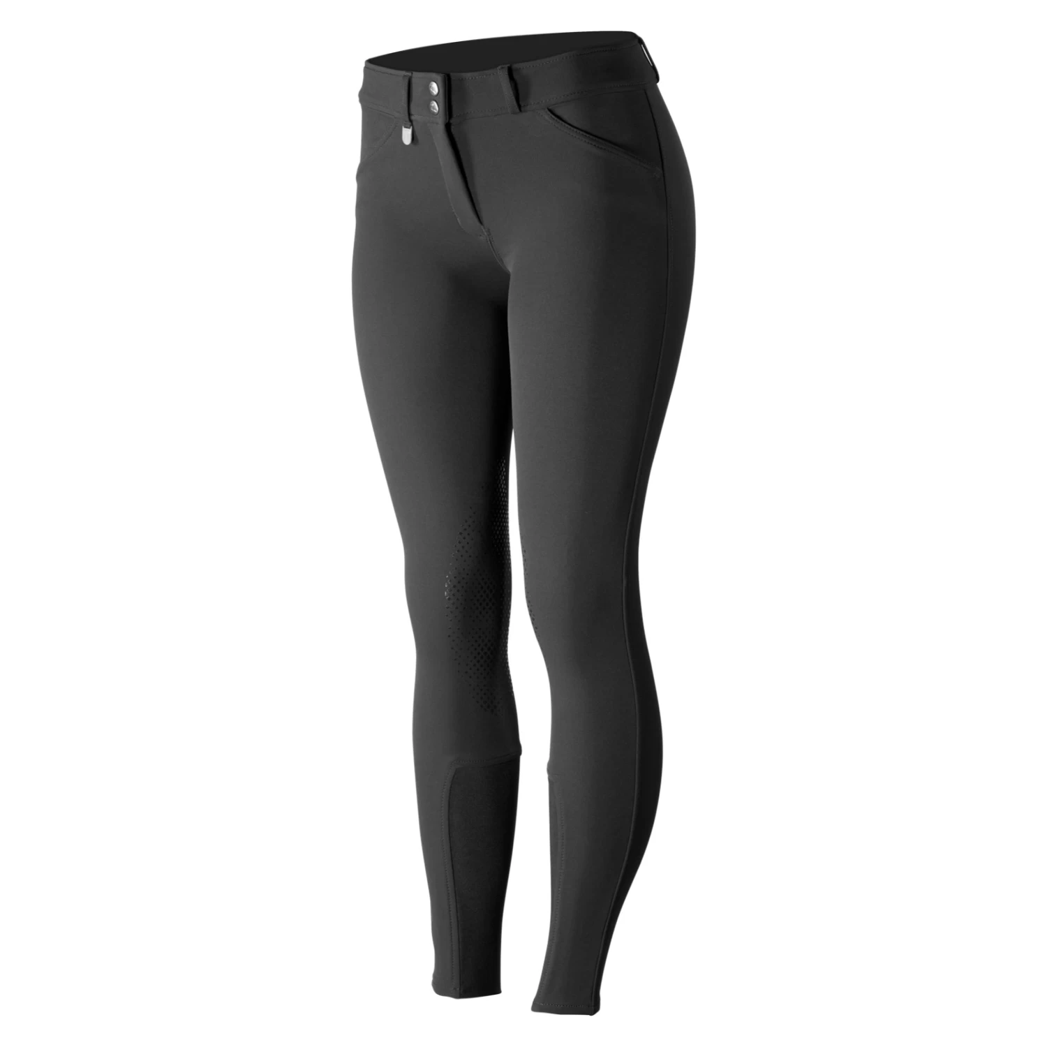 Horze Grand Prix Womens Silicone Knee Patch Breeches - Black - Image 2