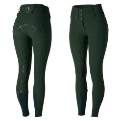 Horze Desiree Womens Silicone Full Seat Breeches With Belt Loops - Mountain View Green