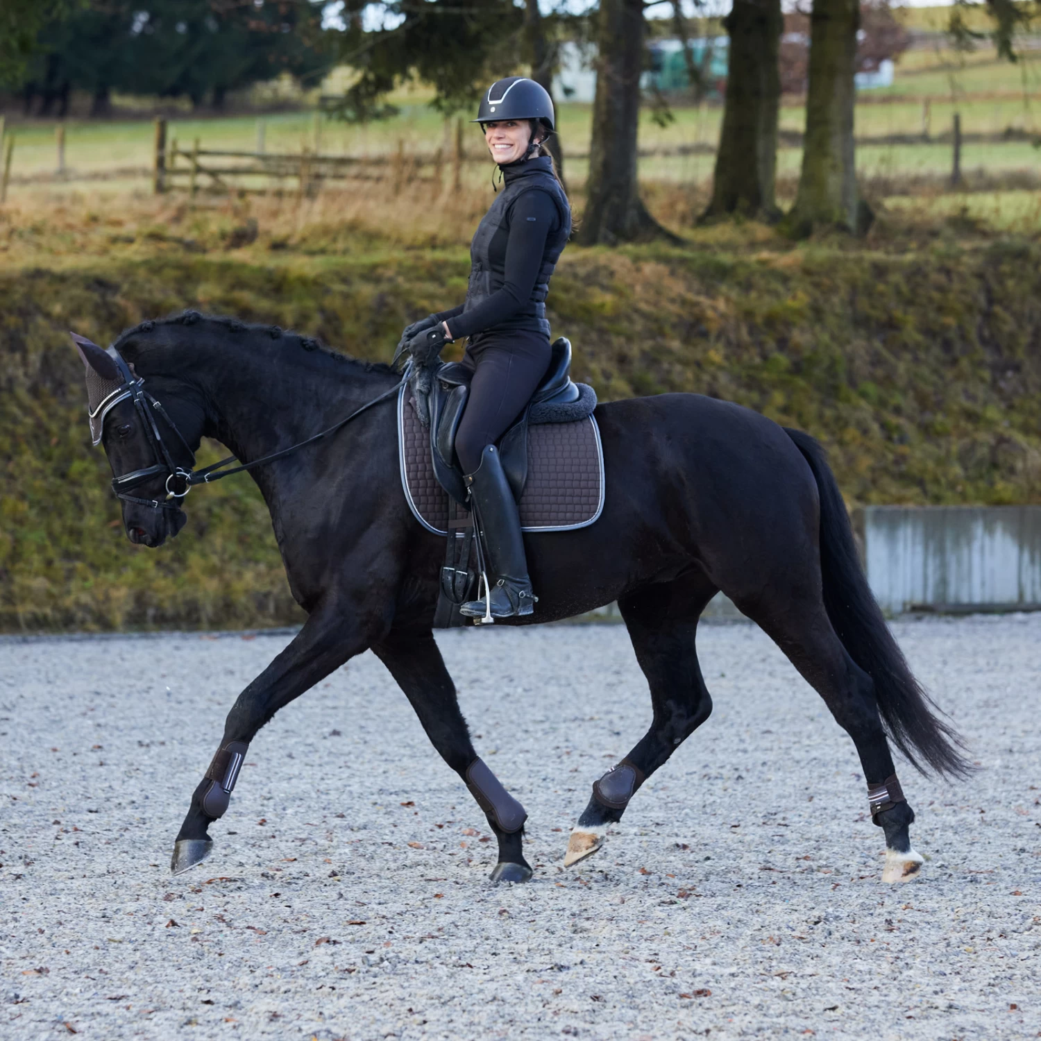 Horze Adepto Dressage Saddle Pad - Dark Brown - Image 2