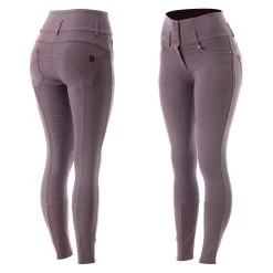 Horze Tara Womens High Waist Silicone Full Seat Breeches - Grey Ridge Purple