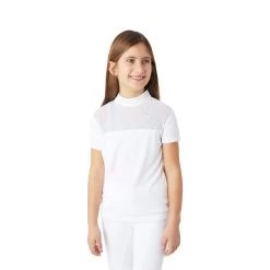 Horze Kaya Kids Show Shirt - Brilliant White
