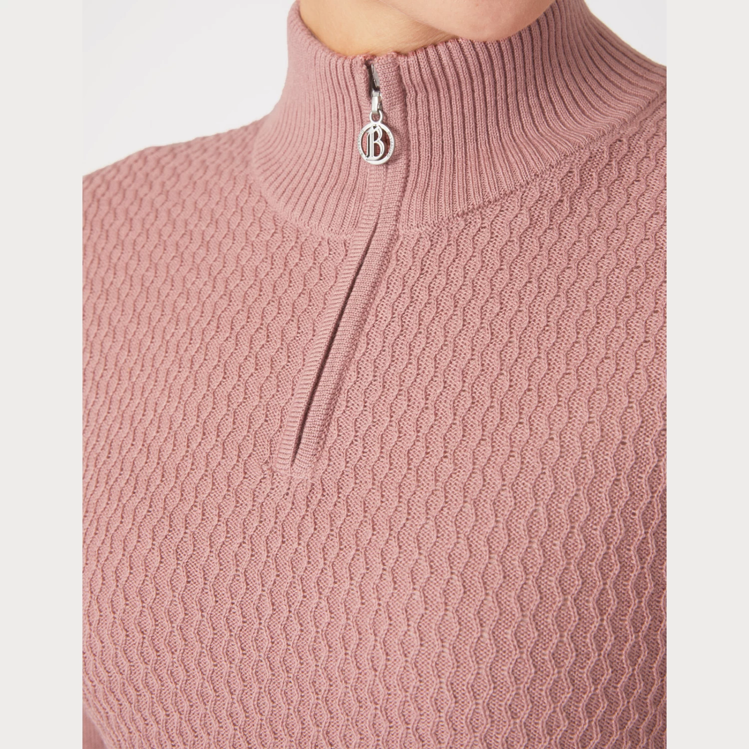 B Vertigo Ruth Knitted Pullover With Front Zipper - Old Rose - Image 4