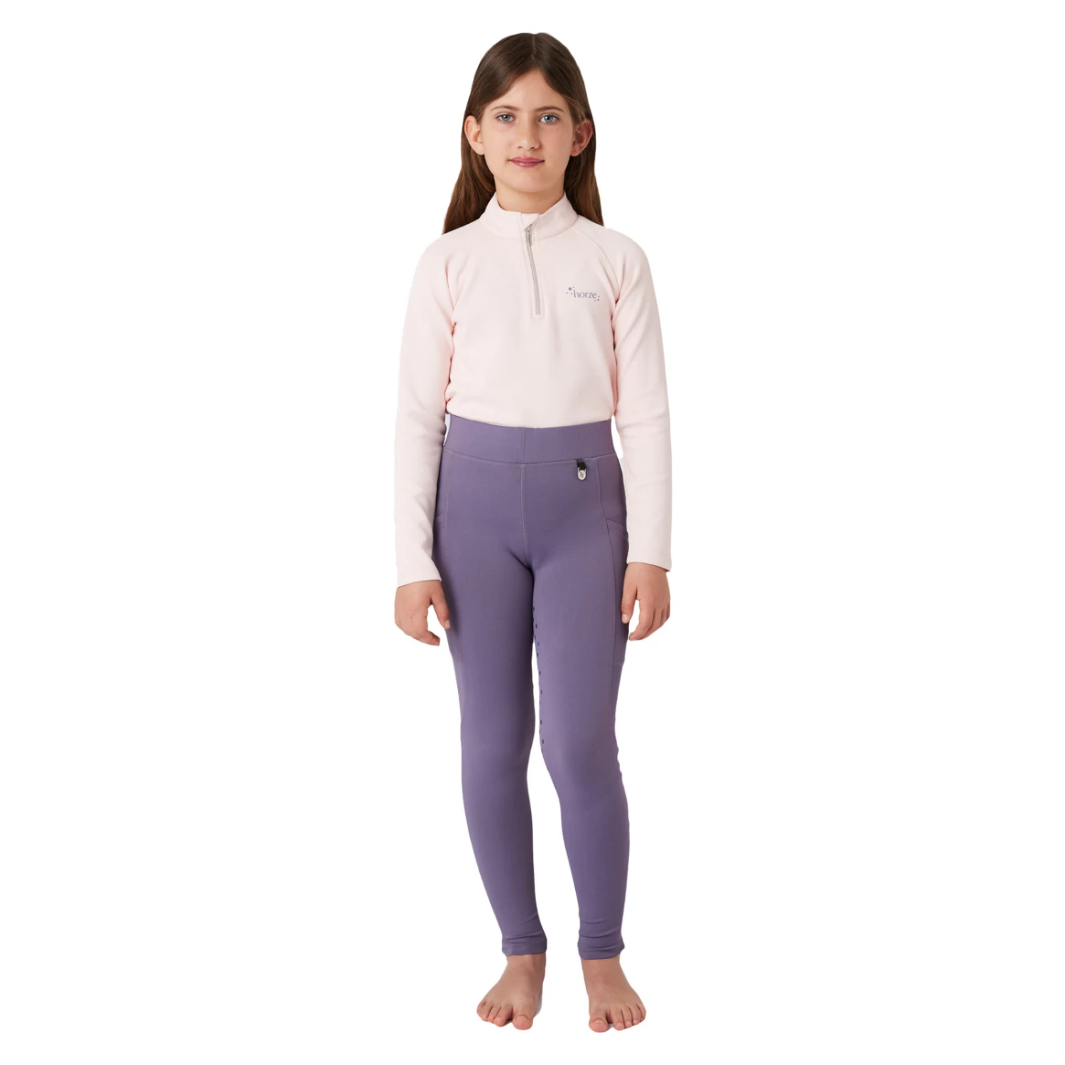 Horze Kaylee Kids Full Seat Tights - Grey Ridge Purple - Image 2