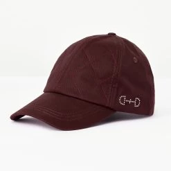 Horze Kids Cap With Crystal Detailing - Red Mahogany Burgundy