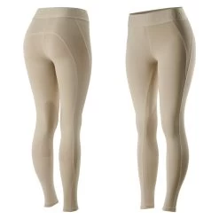 Horze Madison Womens Silicone Knee Patch Riding Tights - Tan