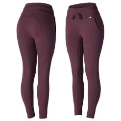 Horze Elinor Womens Cotton Stretch Riding Tights - Eggplant Dark Purple