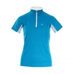 Horze Trista Womens Short Sleeved Technical Sun Shirt - Paradise Blue/White