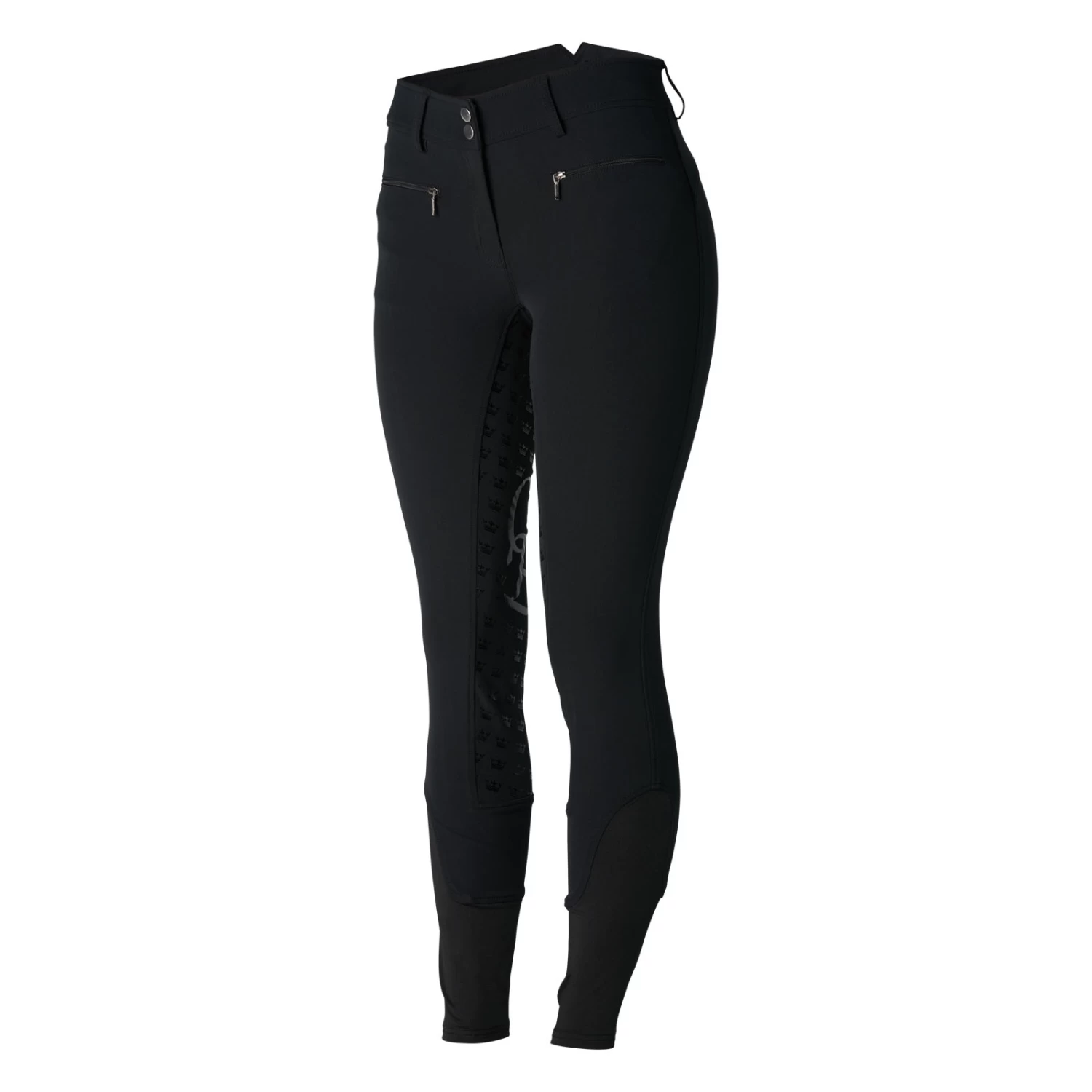 Melody Womens High Waist Micro Silicone Full Seat Breeches - Black - Image 3