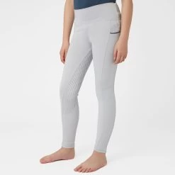 Horze Nicki Kids Breathable Technical Full Seat Tights - Pebble Grey
