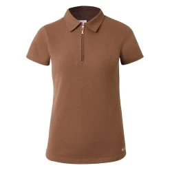 Horze Lia Womens Organic Cotton Pique Shirt - Bison Dark Brown