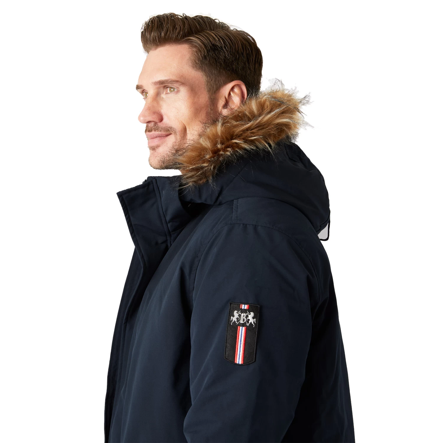 B Vertigo Garren Mens Winter Parka Jacket - Dark Navy - Image 4