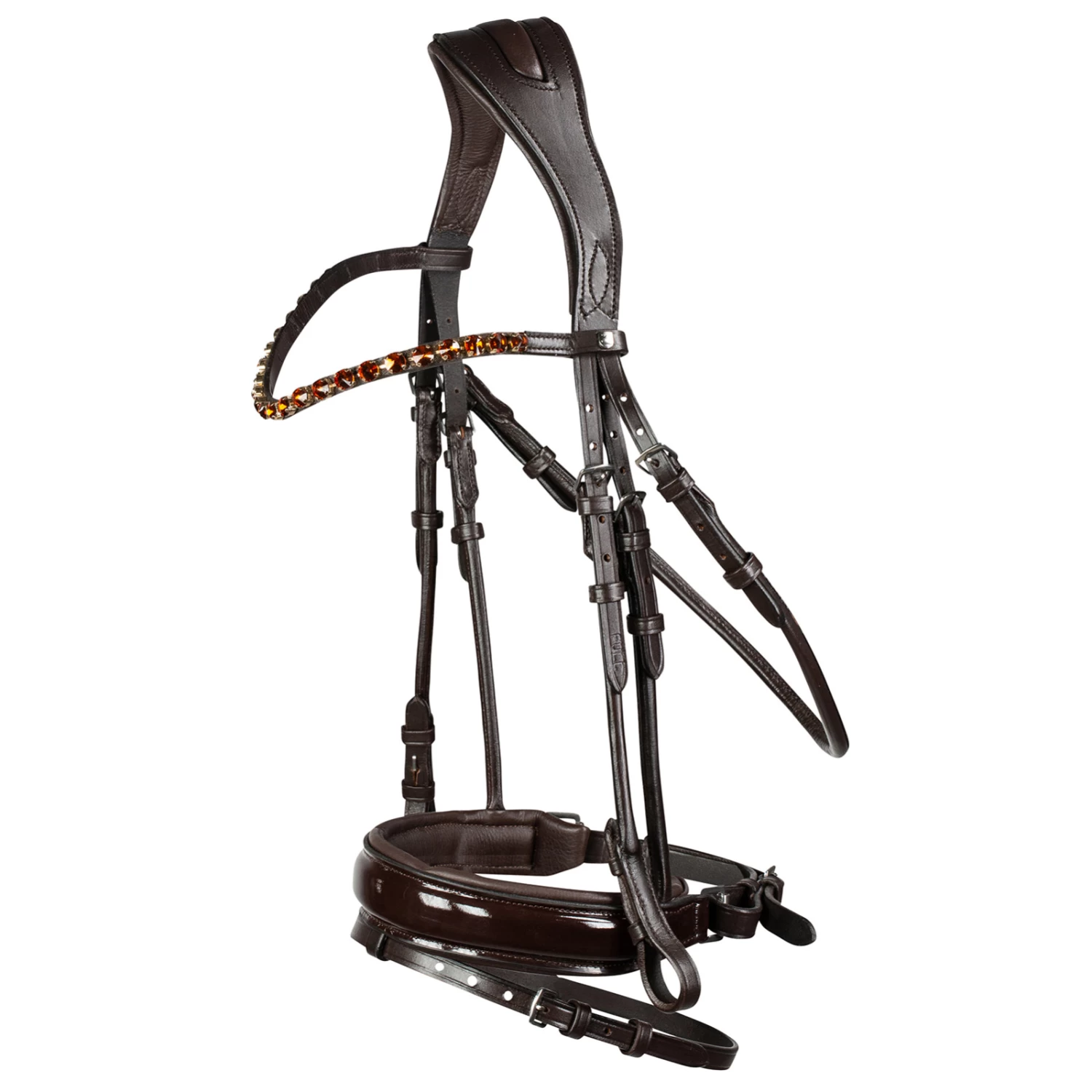 Horze Clermont Ergonomic Crystal Bridle - Dark Brown - Image 2