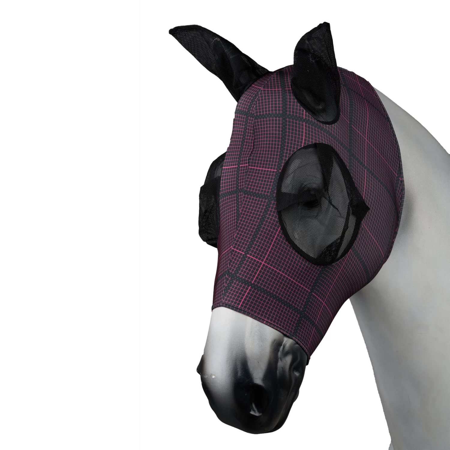 Soft Fitted Fly Mask - Black/Pink - Image 2