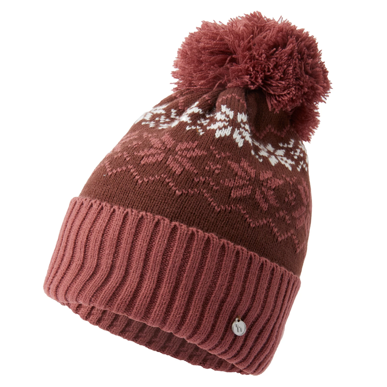 Horze Emily Snowflake Knitted Hat - Black/Desert Taupe - Image 6