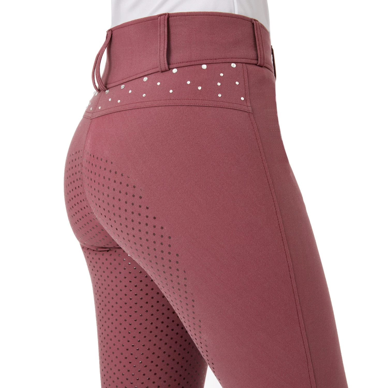 Horze Womens High Waist Full Seat Breeches With Crystals - Huckkleberry Purple - Image 5