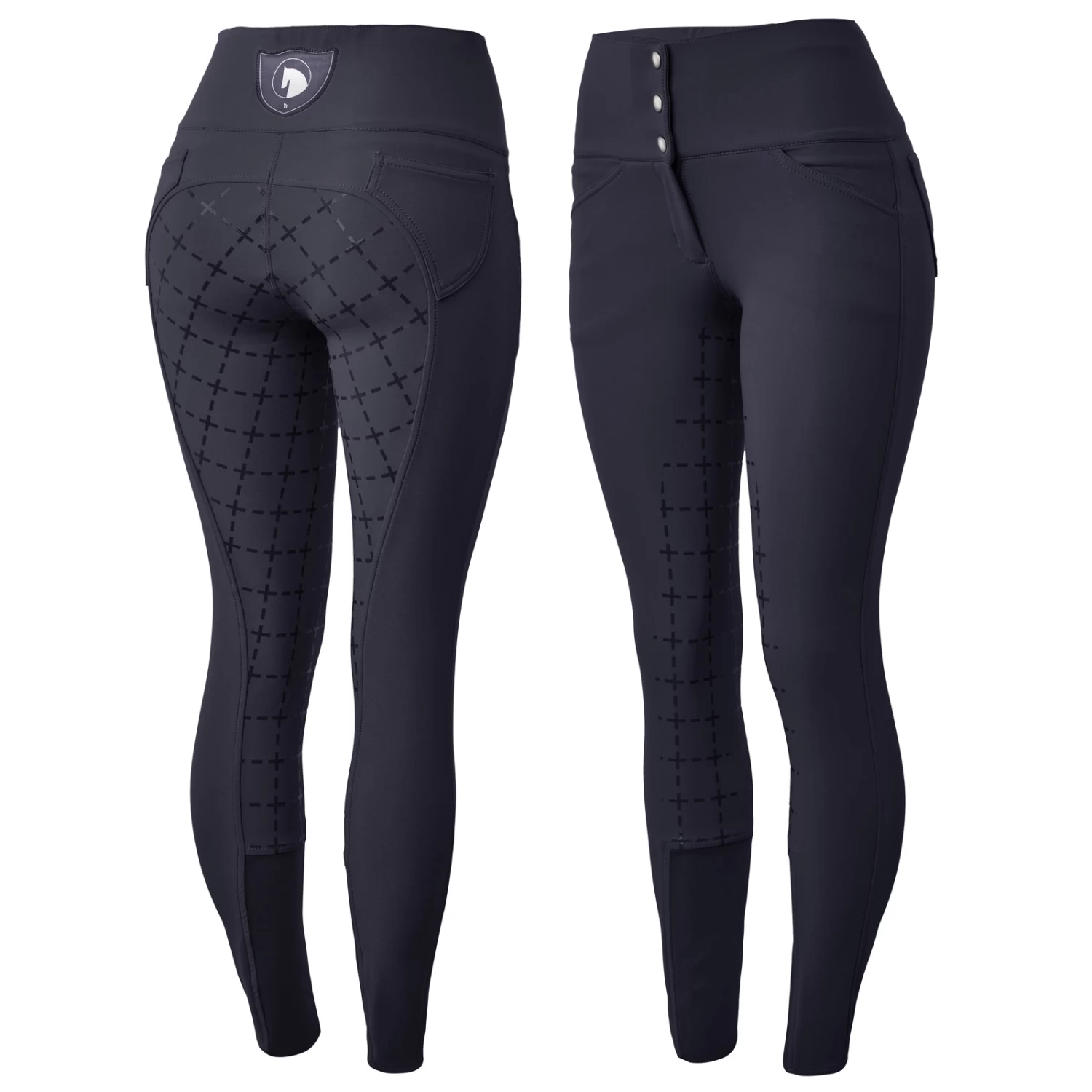 Horze Desiree Womens Silicone Full Seat Hybrid Breeches - Charcoal Grey - Image 12