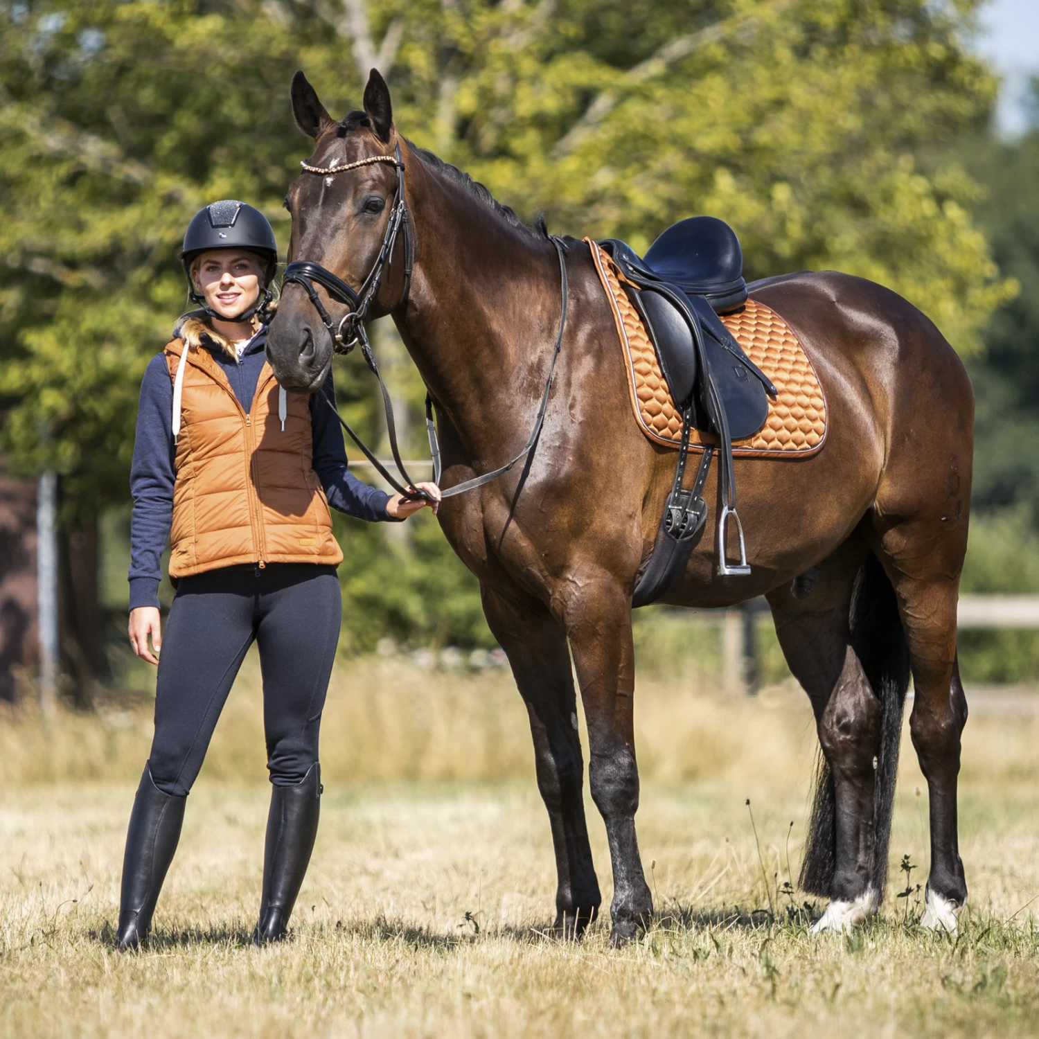 Horze Sandnes Dressage Saddle Pad - Caramel Cafe - Image 3