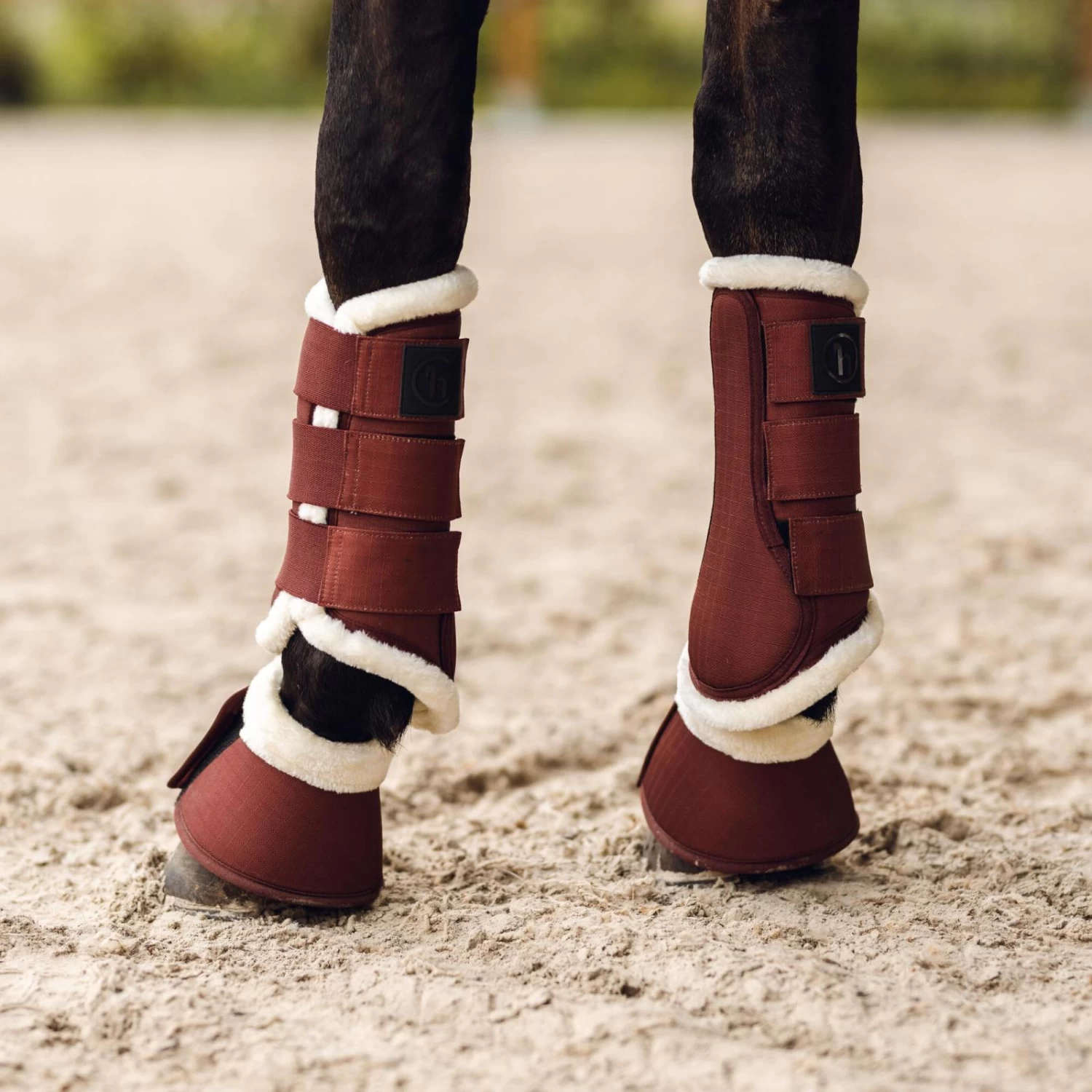 Horze Terrazzo Fleece Lined Brushing Boots - Smoked Paprika - Image 4