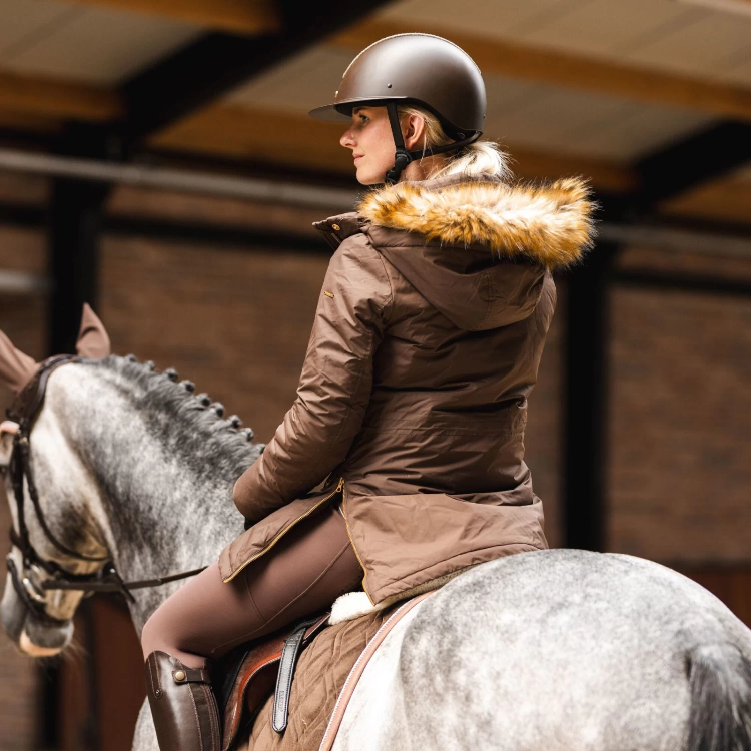 Horze Mikaela Womens Parka Winter Jacket - Chocolate Martini - Image 11