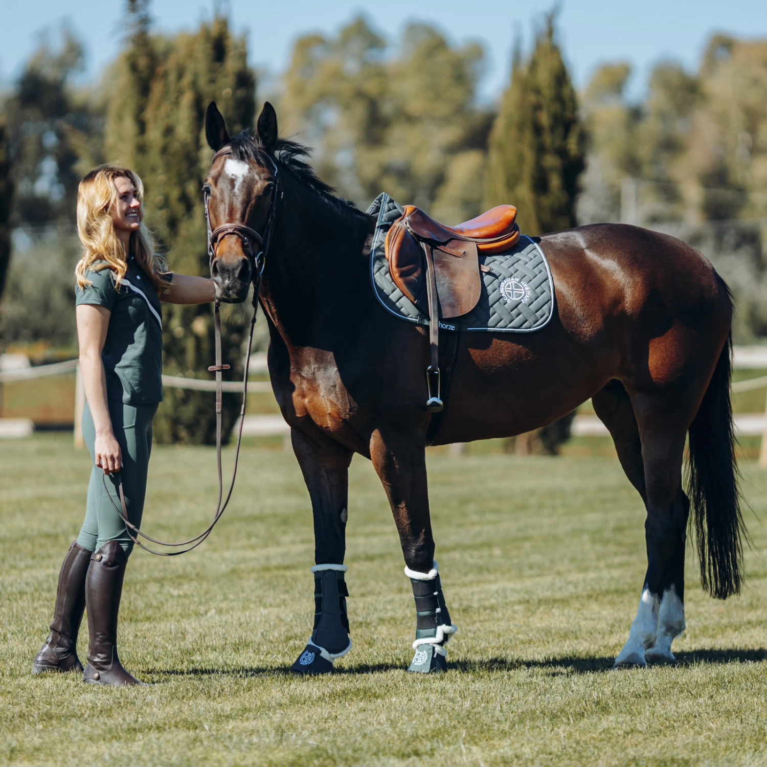 Horze Jessie Womens Polo Shirt - Cilantro Green - Image 4