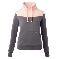 Horze Jade Womens High Neck Sweatshirt - Blackened Pearl/Coral Pink