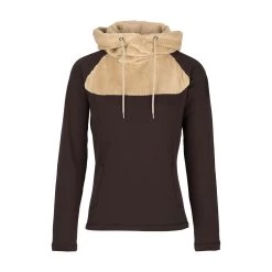 Horze Leanne Womens Technical Hoodie - After Dark Brown/ Tan
