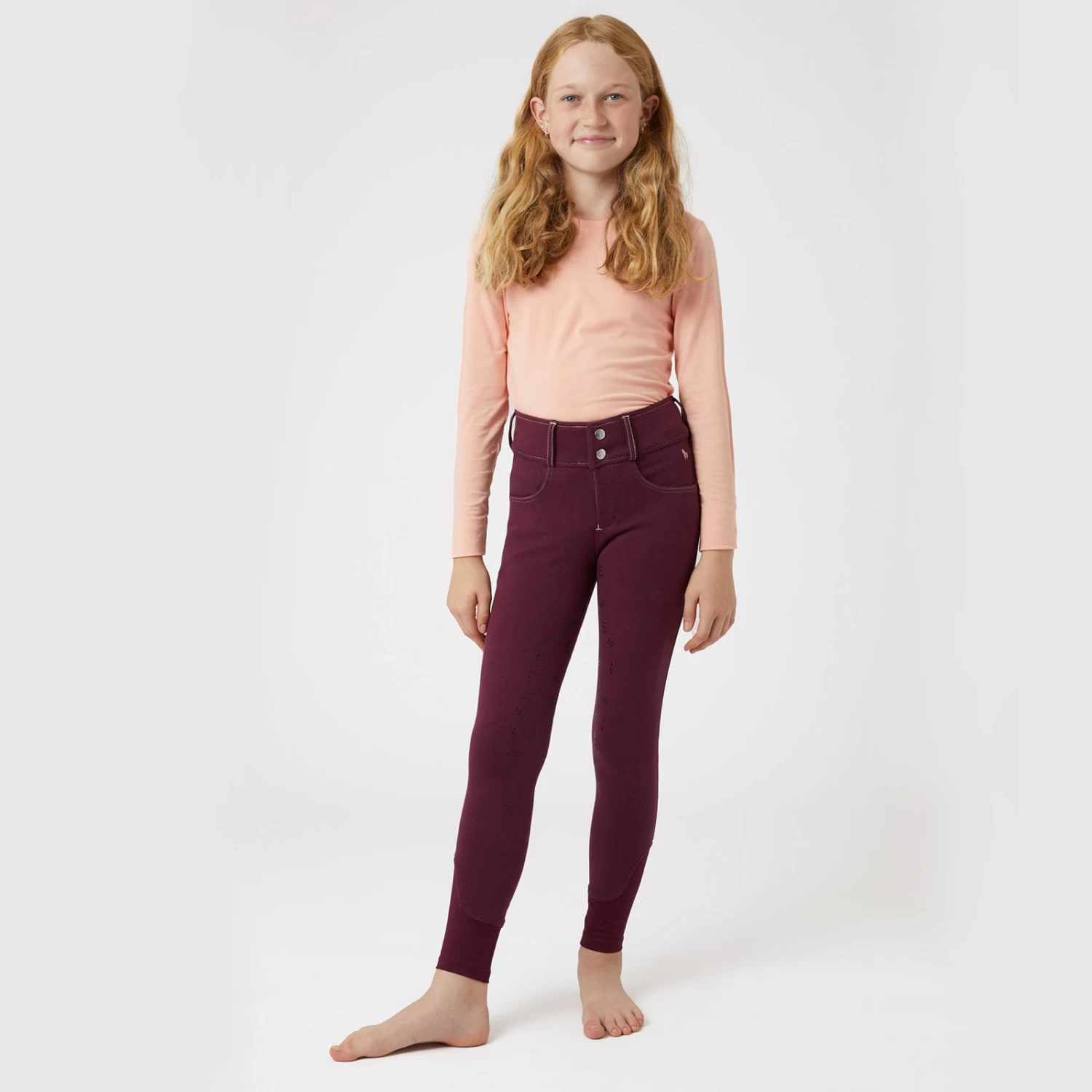 Horze Morgan Kids Full Seat Breeches - Fig Purple - Image 5