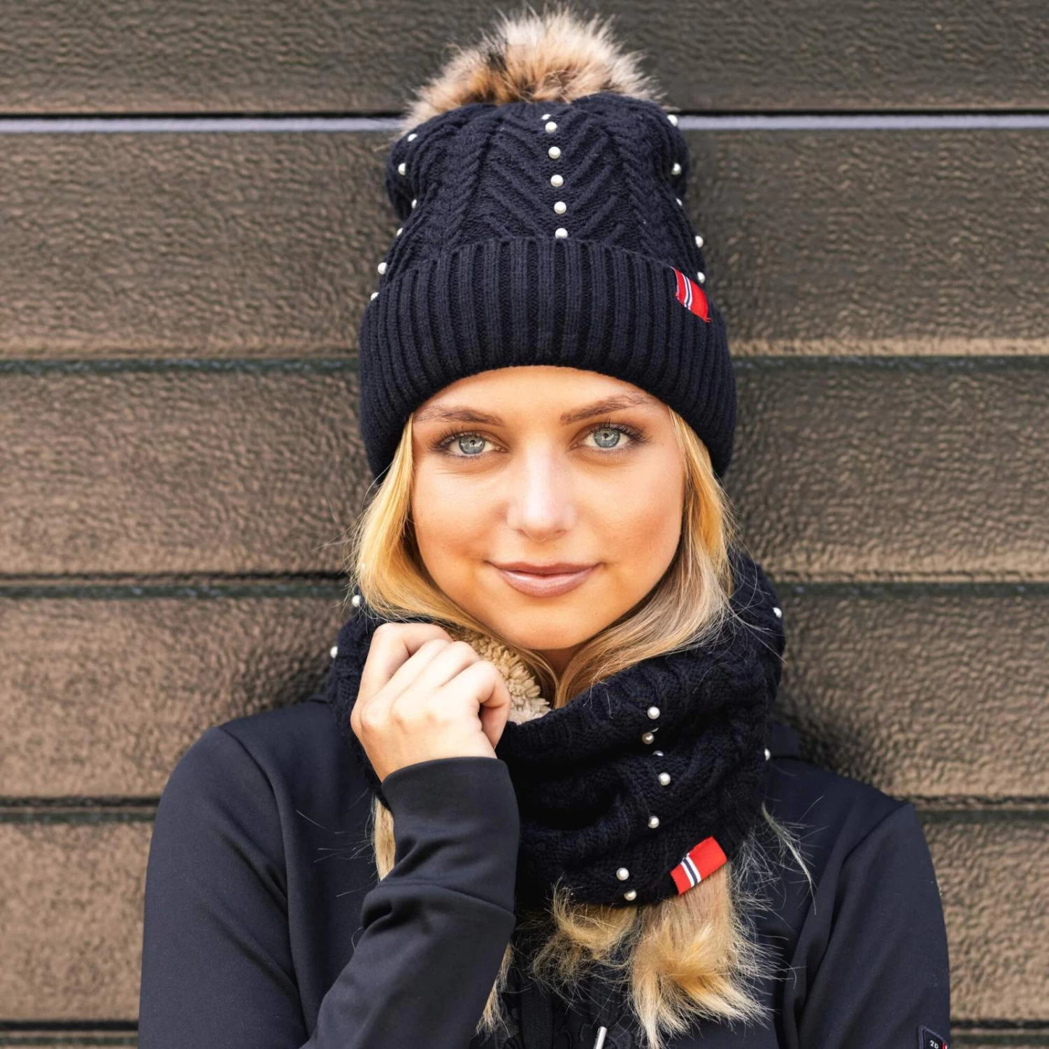 B Vertigo Rosalie Womens Knitted Pom Pom Hat - Anthracite - Image 4