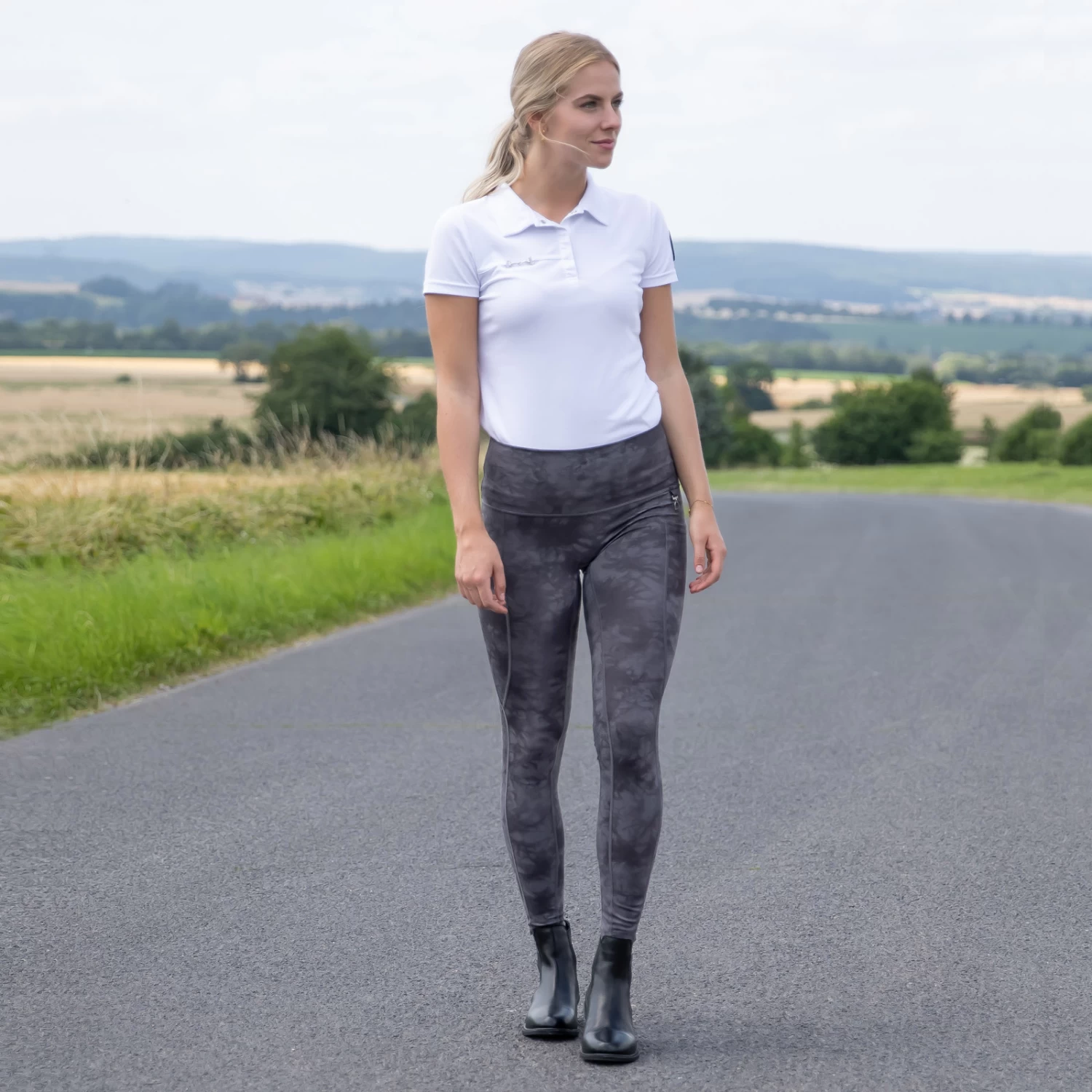 Horze Karen Tie-Dye High Waist Tights - Dark Grey - Image 8