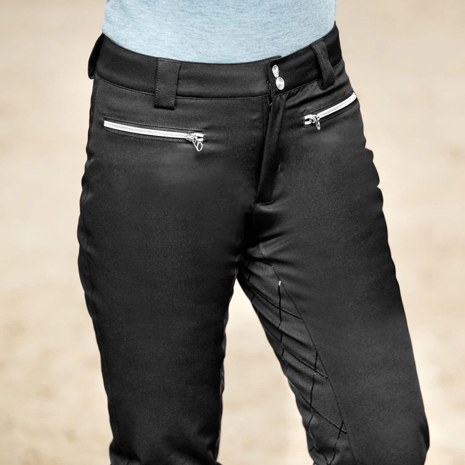 Horze Adeline Womens Padded Waterproof Full Seat Breeches - Black - Image 3