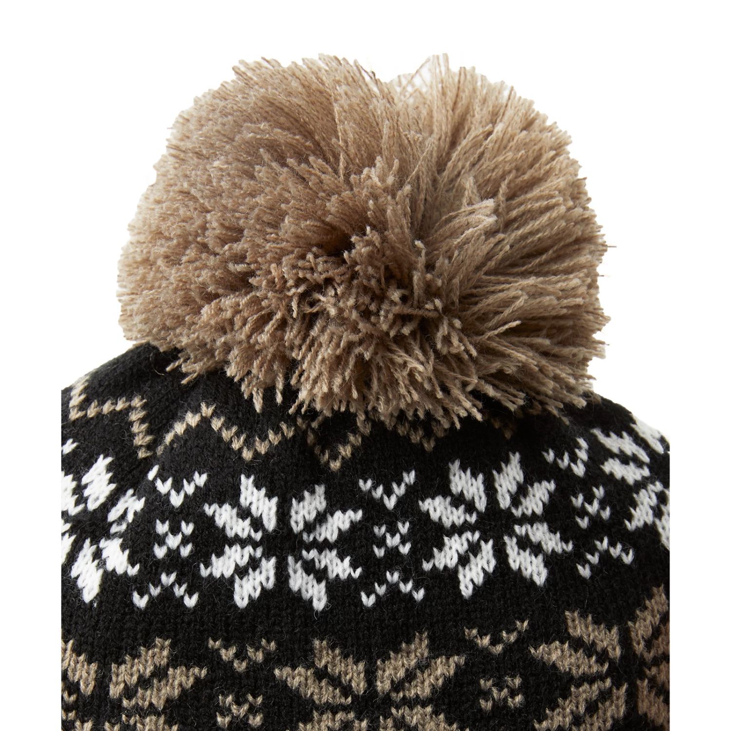 Horze Emily Snowflake Knitted Hat - Black/Desert Taupe - Image 5
