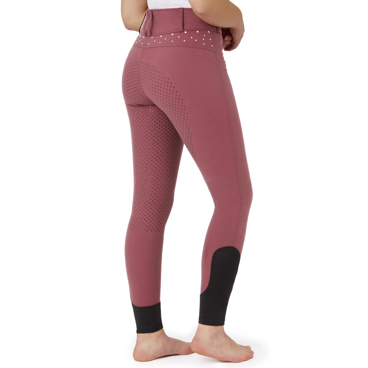 Horze Womens High Waist Full Seat Breeches With Crystals - Huckkleberry Purple - Image 6