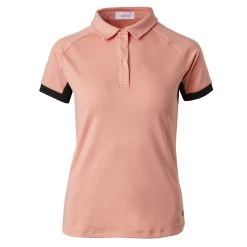 Horze Laura Womens Ventilated Polo Training Shirt - Peach Amber Pink