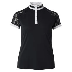 B Vertigo Lauren Womens Short Sleeved Show Shirt With Lace Sleeves - Dark Navy