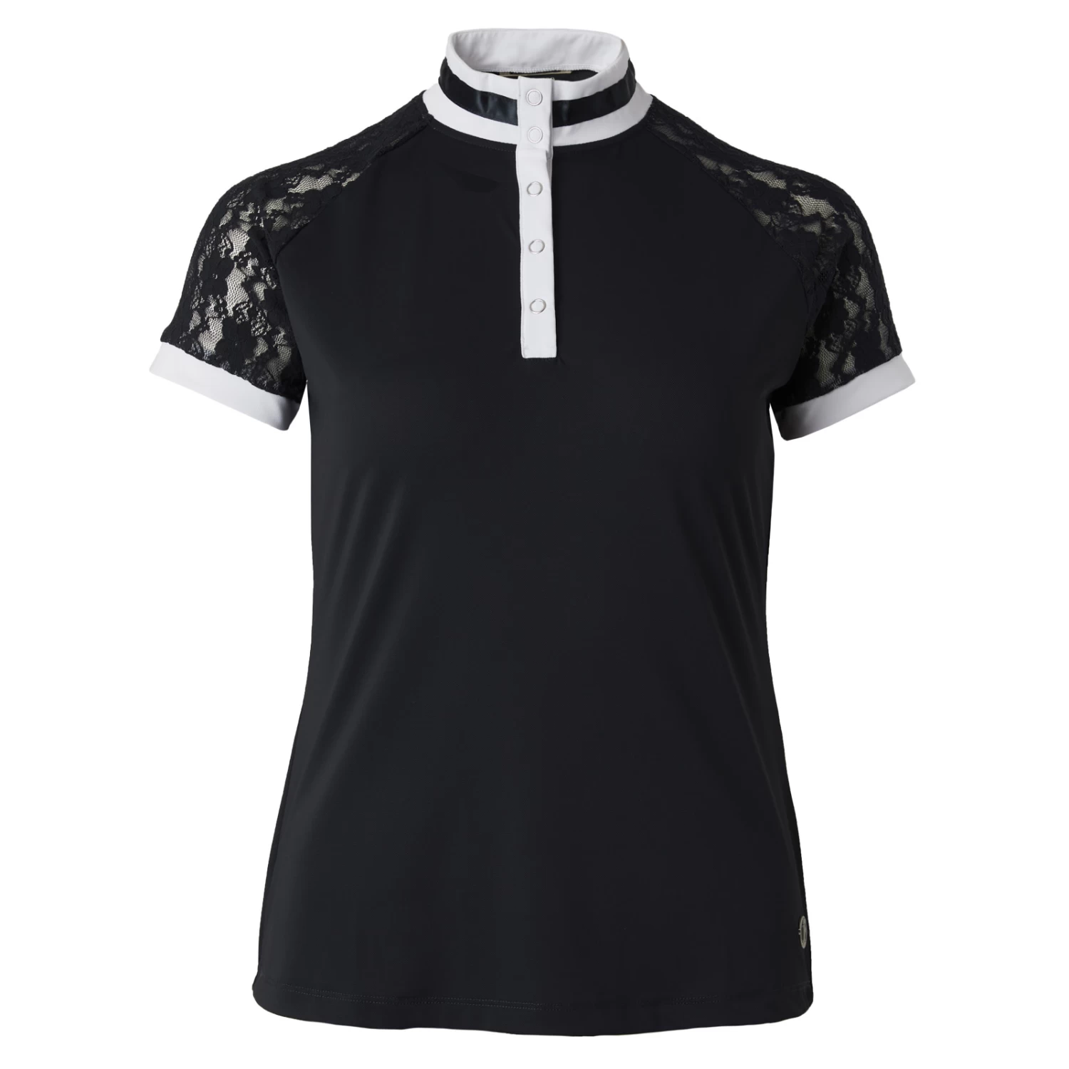 B Vertigo Lauren Womens Short Sleeved Show Shirt With Lace Sleeves - Dark Navy