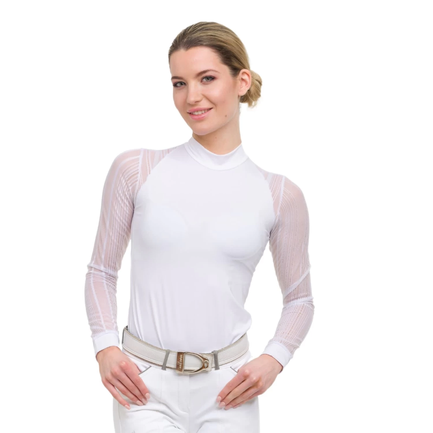 Cavalliera Contessa Long Sleeve Technical Show Shirt - White - Image 3