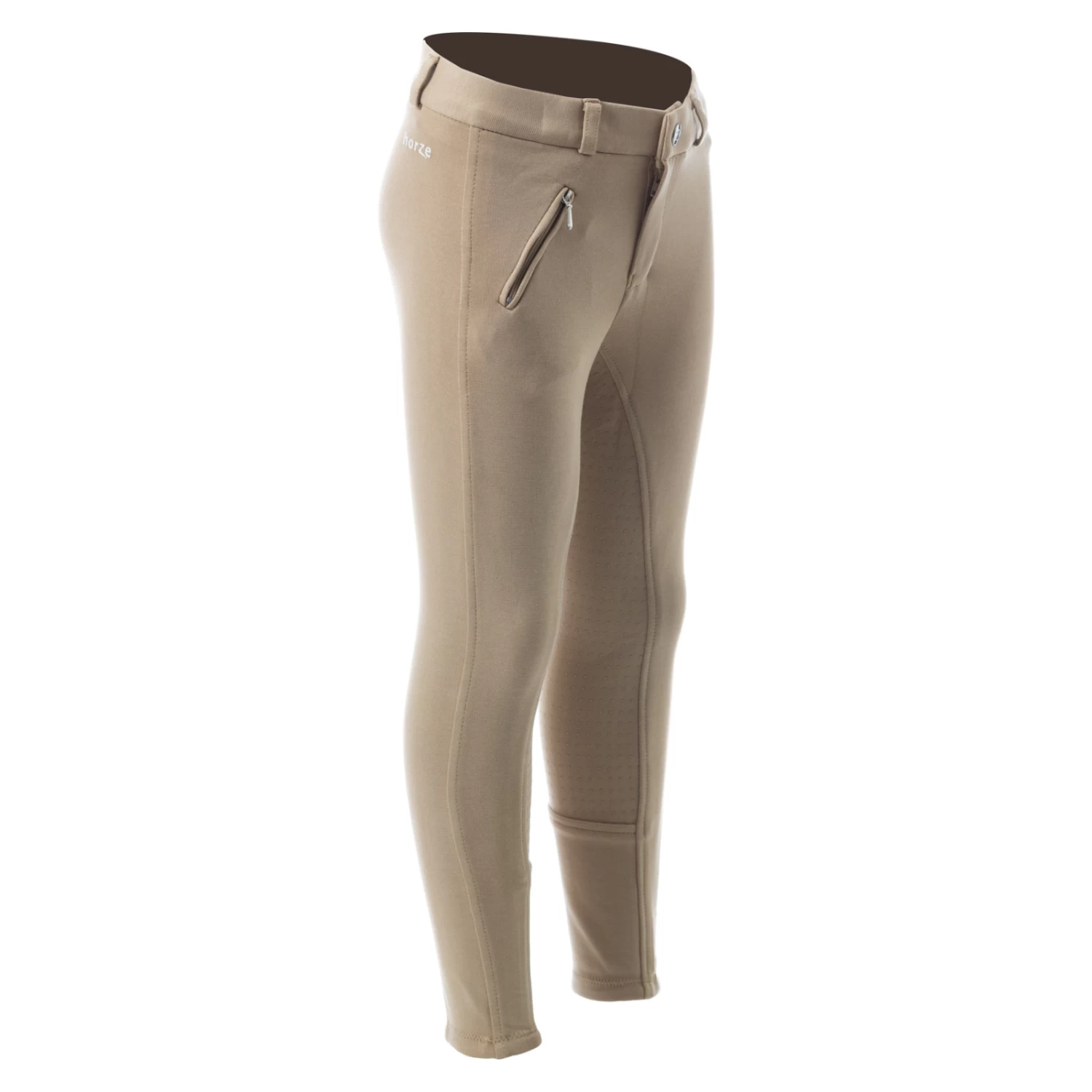 Horze Active Kids Silicone Full Seat Breeches - Tan - Image 4