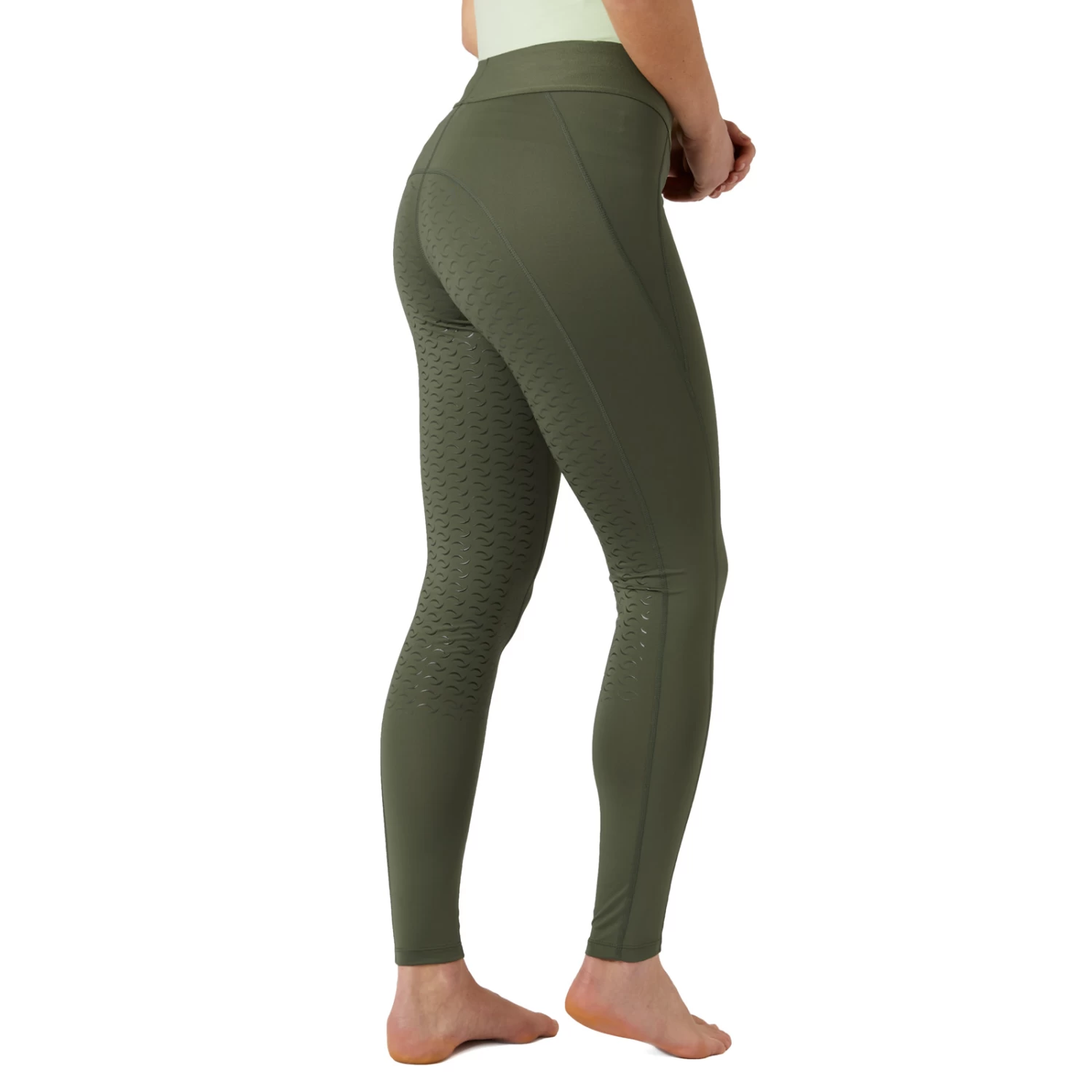 Horze Tessa Womens Full Seat Riding Tights - Olivine Green - Image 3