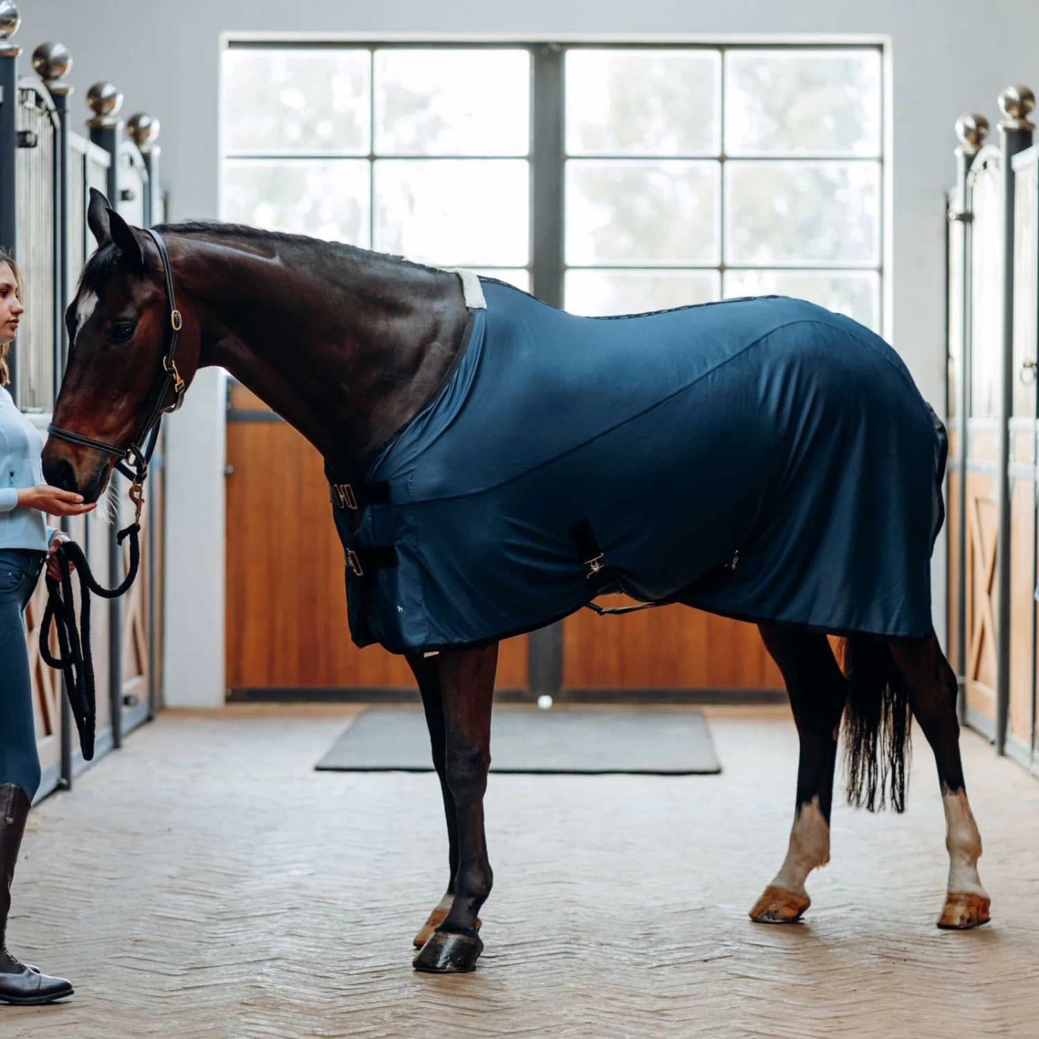 Horze Tara Kids High Waist Full Seat Breeches - Obscure Night Dark Blue - Image 6