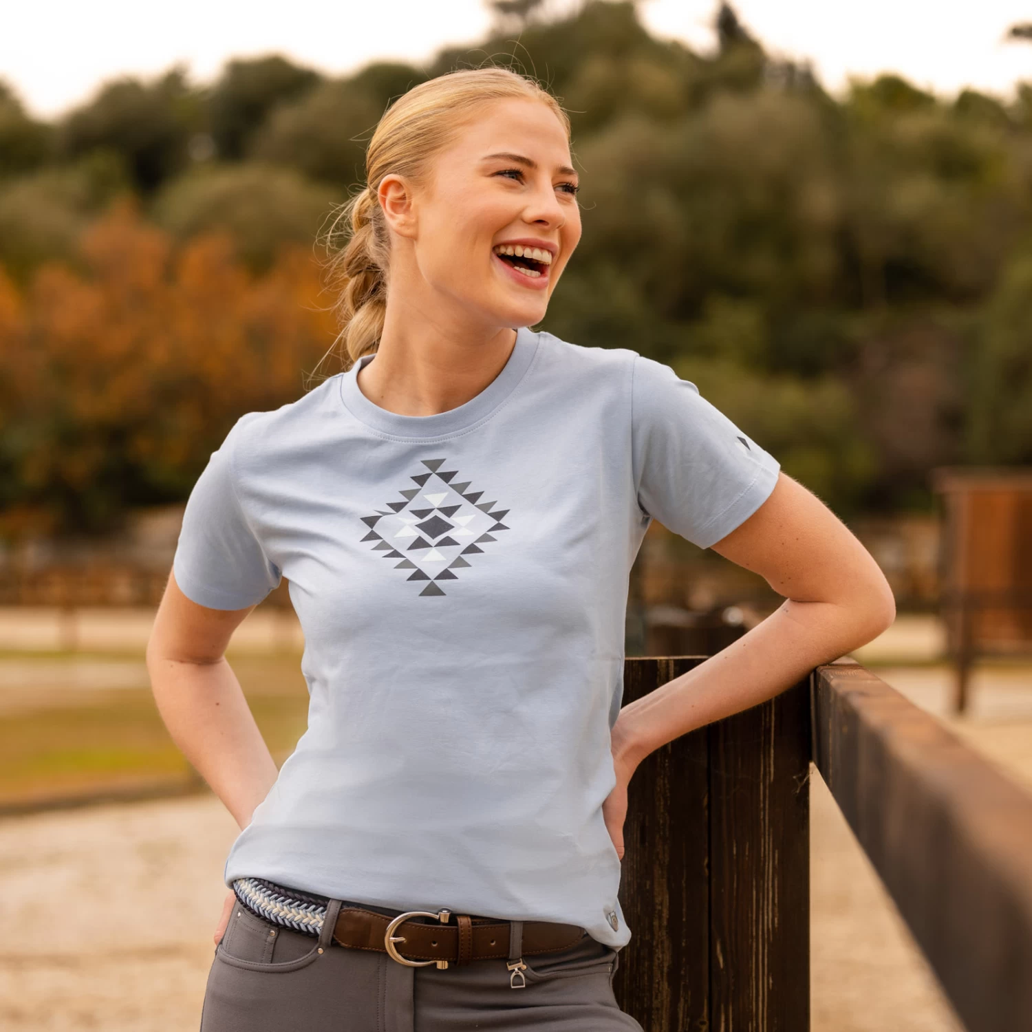 Horze Zion Womens Cotton Stretch T Shirt - Cashmere Blue - Image 7