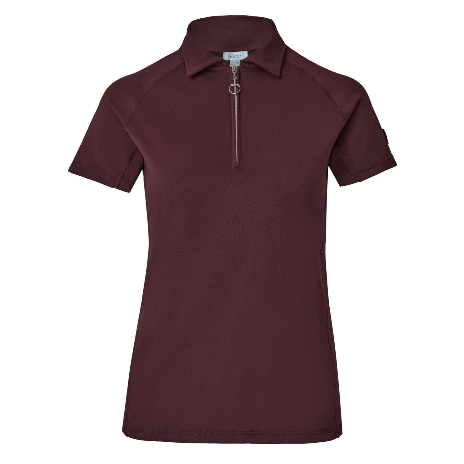 Horze Tiana Womens Pique Shirt W/ Short Sleeves - Red Mahogany Burgundy