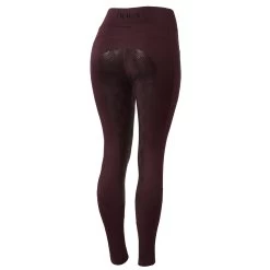 Horze Tifa Womens High Waist Full Seat Tights With Phone Pocket - Maroon Dark Red