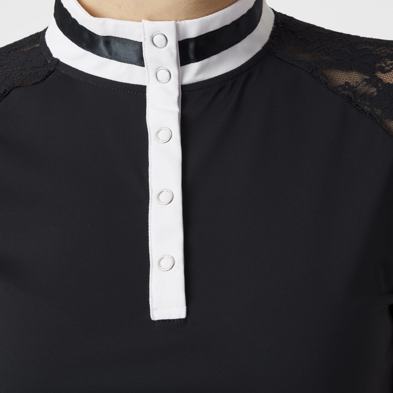 B Vertigo Lauren Womens Short Sleeved Show Shirt With Lace Sleeves - Dark Navy - Image 2