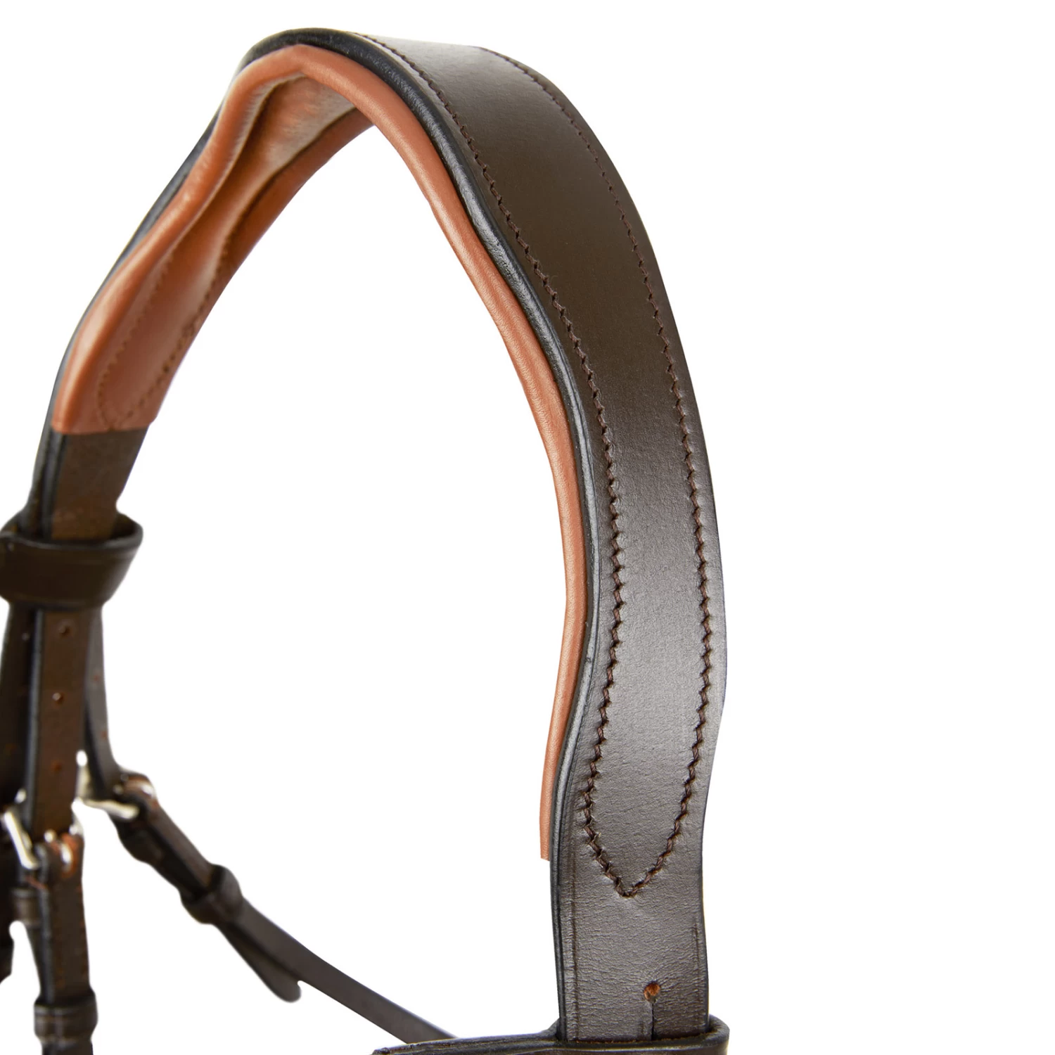 Horze Classic Dressage Ergonomic Bridle With Curved Browband - Brown/Brown - Image 4