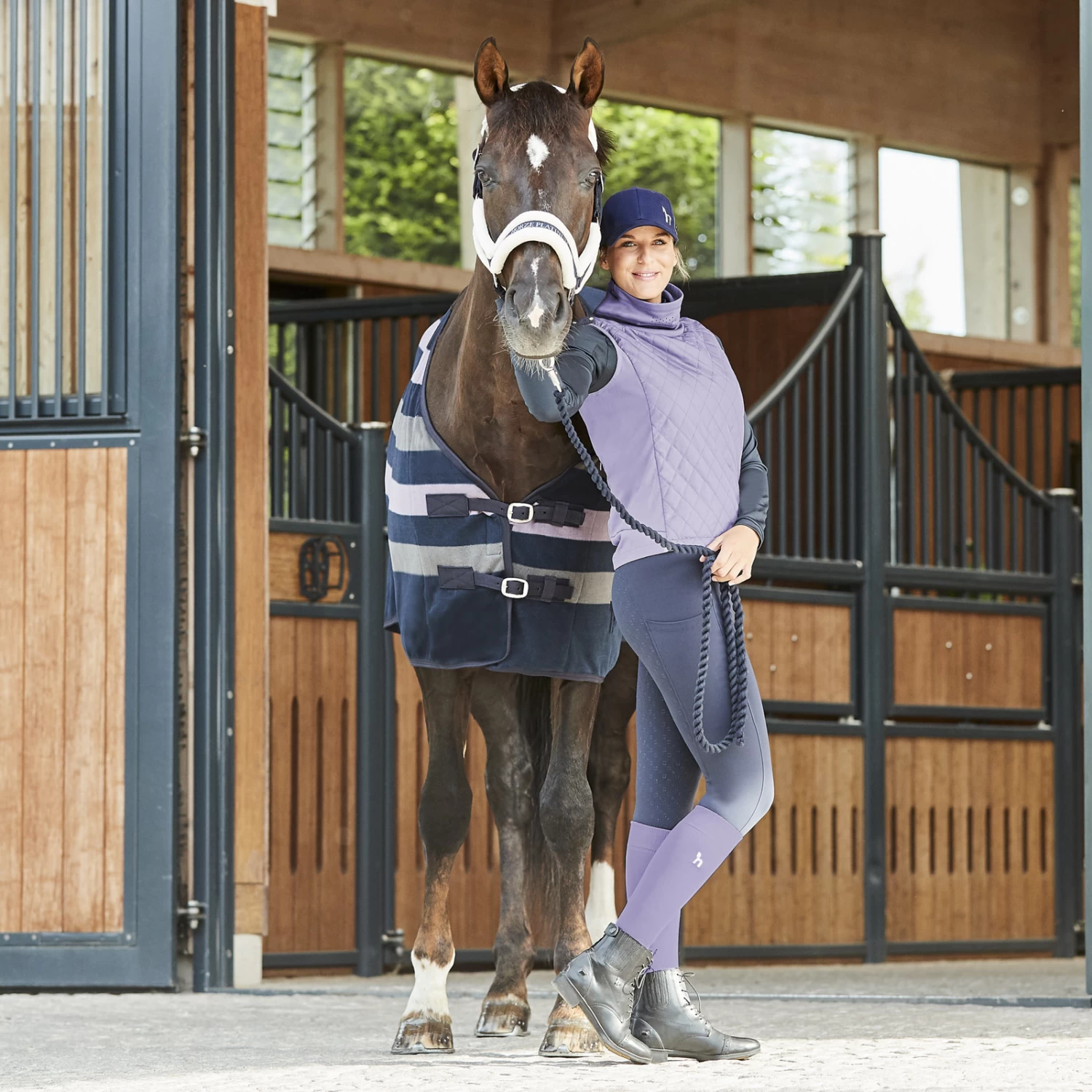 Horze Riley Womens Hybrid Riding Vest - Grey Ridge Purple - Image 5