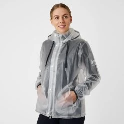 B Vertigo Remi Womens Transparent Rain Coat - Transparent/ Dark Navy