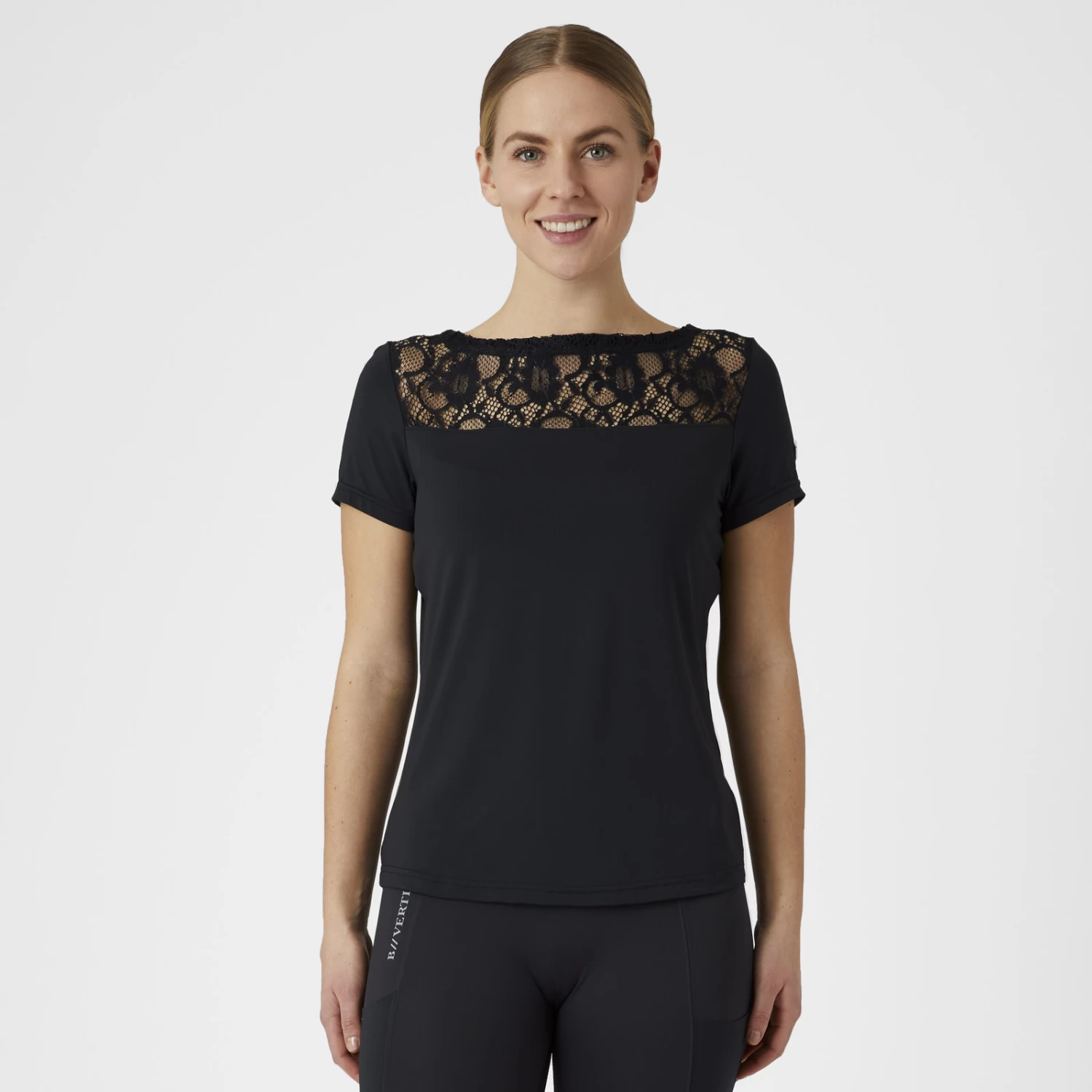 B Vertigo Natalia Womens Boat Neck Shirt With Lace Detail - Dark Navy - Image 6