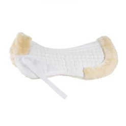 Horze Quilted Half Pad With Faux Fur Trim - White