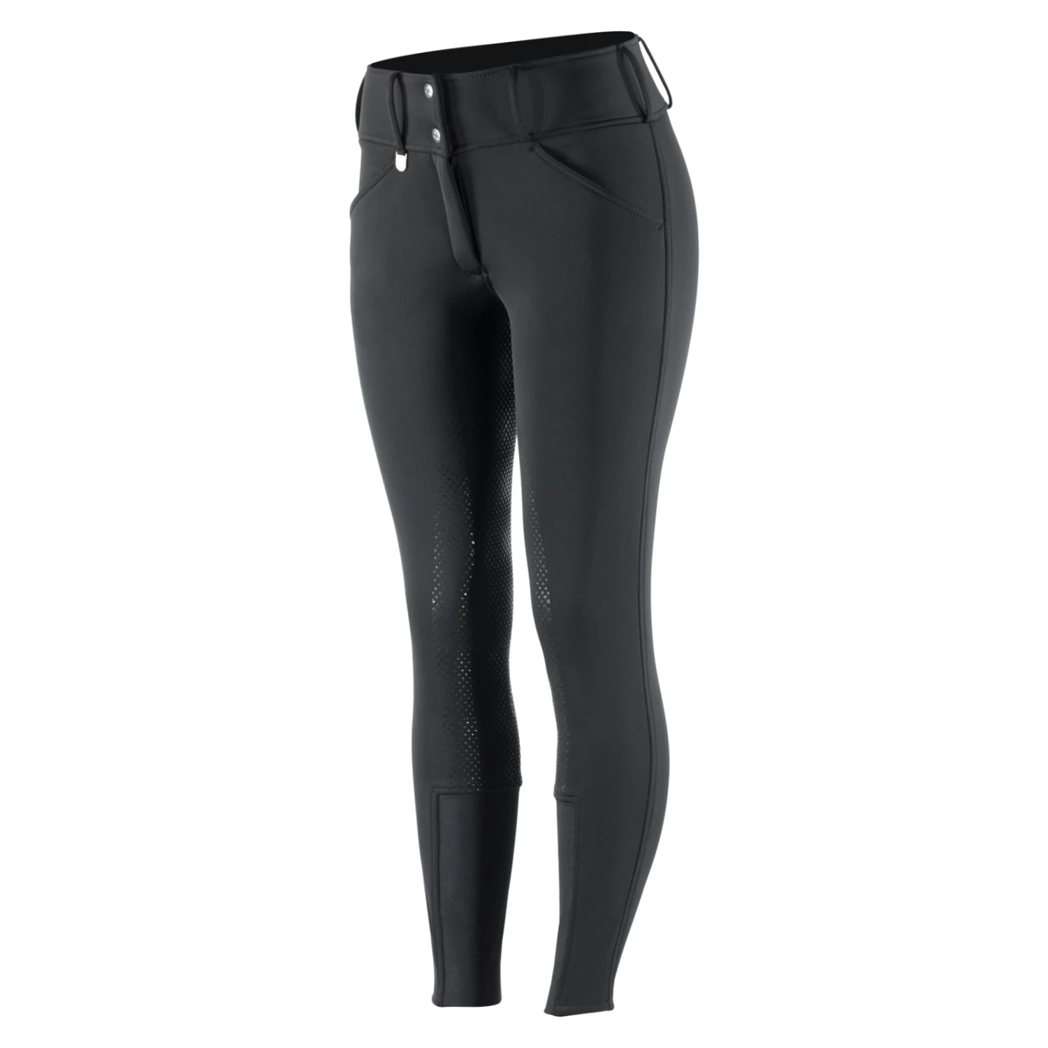 Horze Grand Prix Womens Thermo Softshell Full Seat Breeches - Black - Image 9